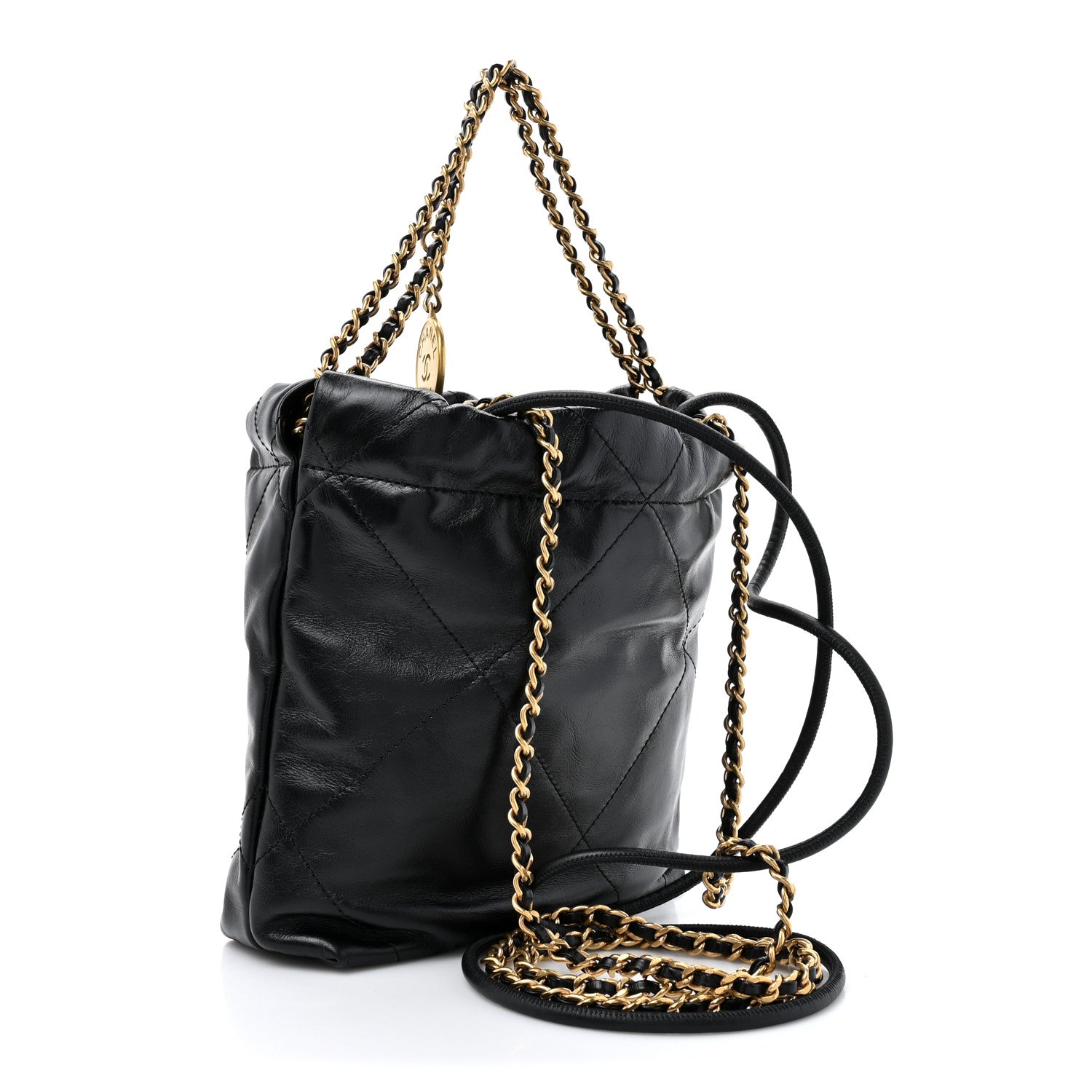 Chanel Shiny Calfskin Quilted Mini Chanel 22 Black 3 of 10