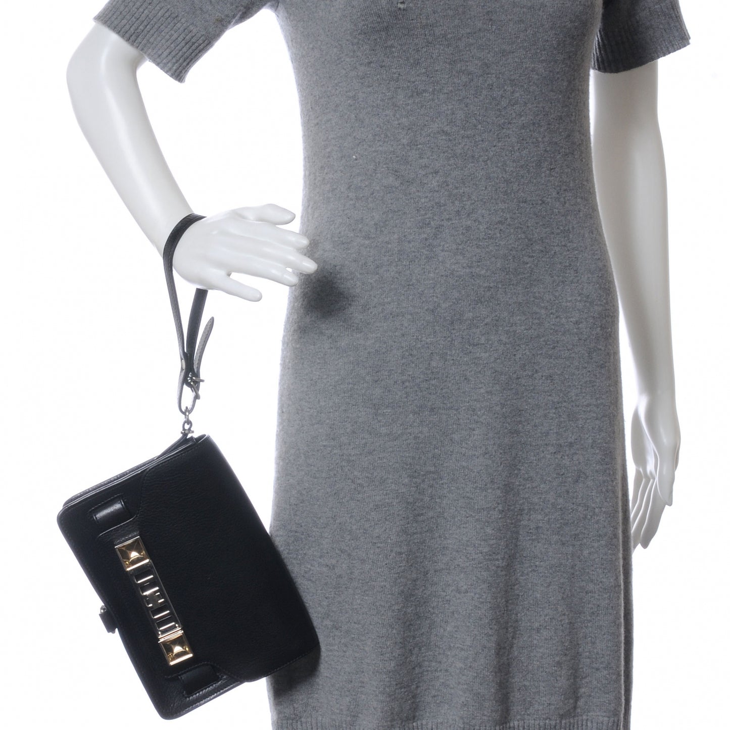 Textured Leather PS11 Wristlet Clutch Black