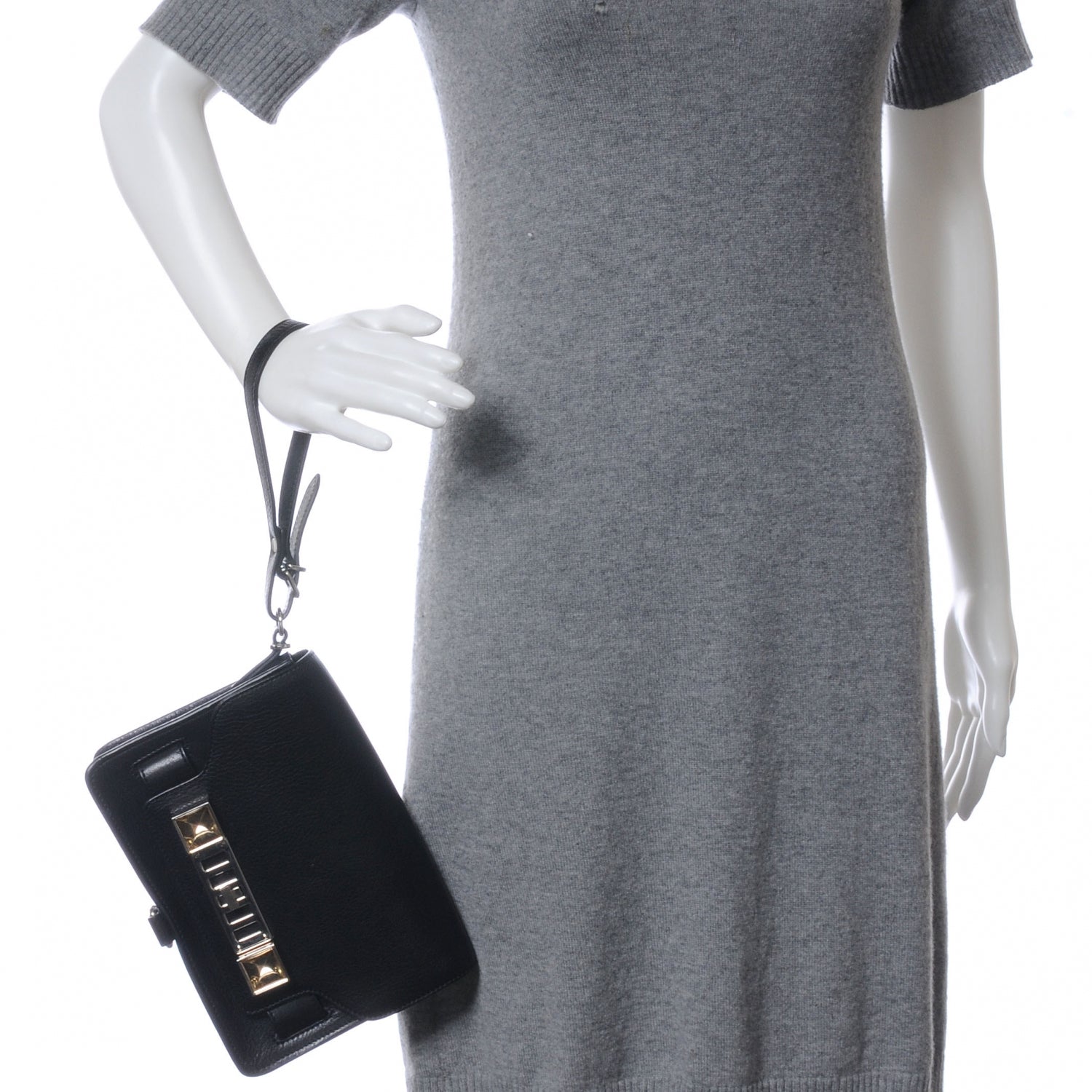 Proenza Schouler Textured Leather PS11 Wristlet Clutch Black 2 of 8