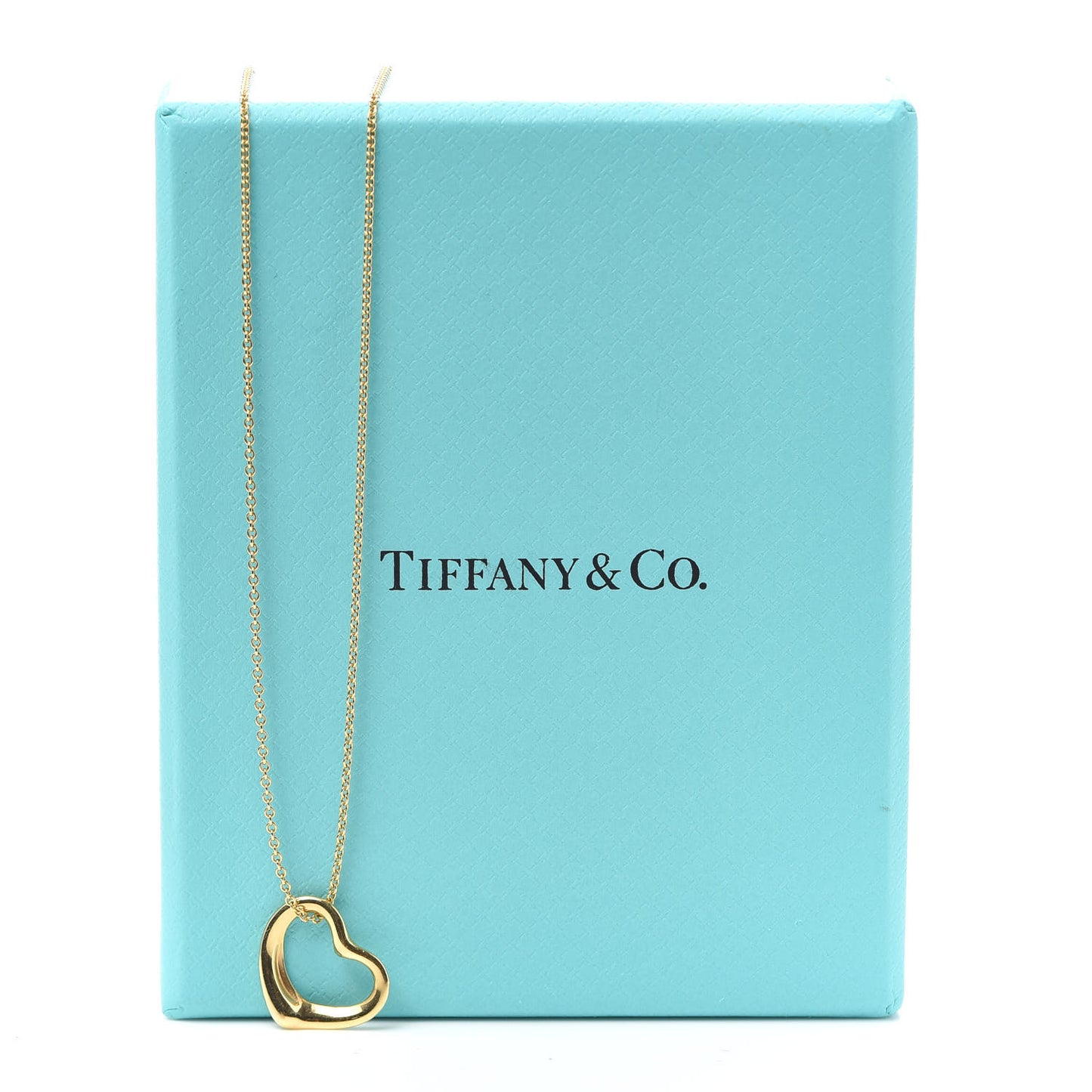 18K Yellow Gold 16mm Elsa Peretti Open Heart Pendant Necklace