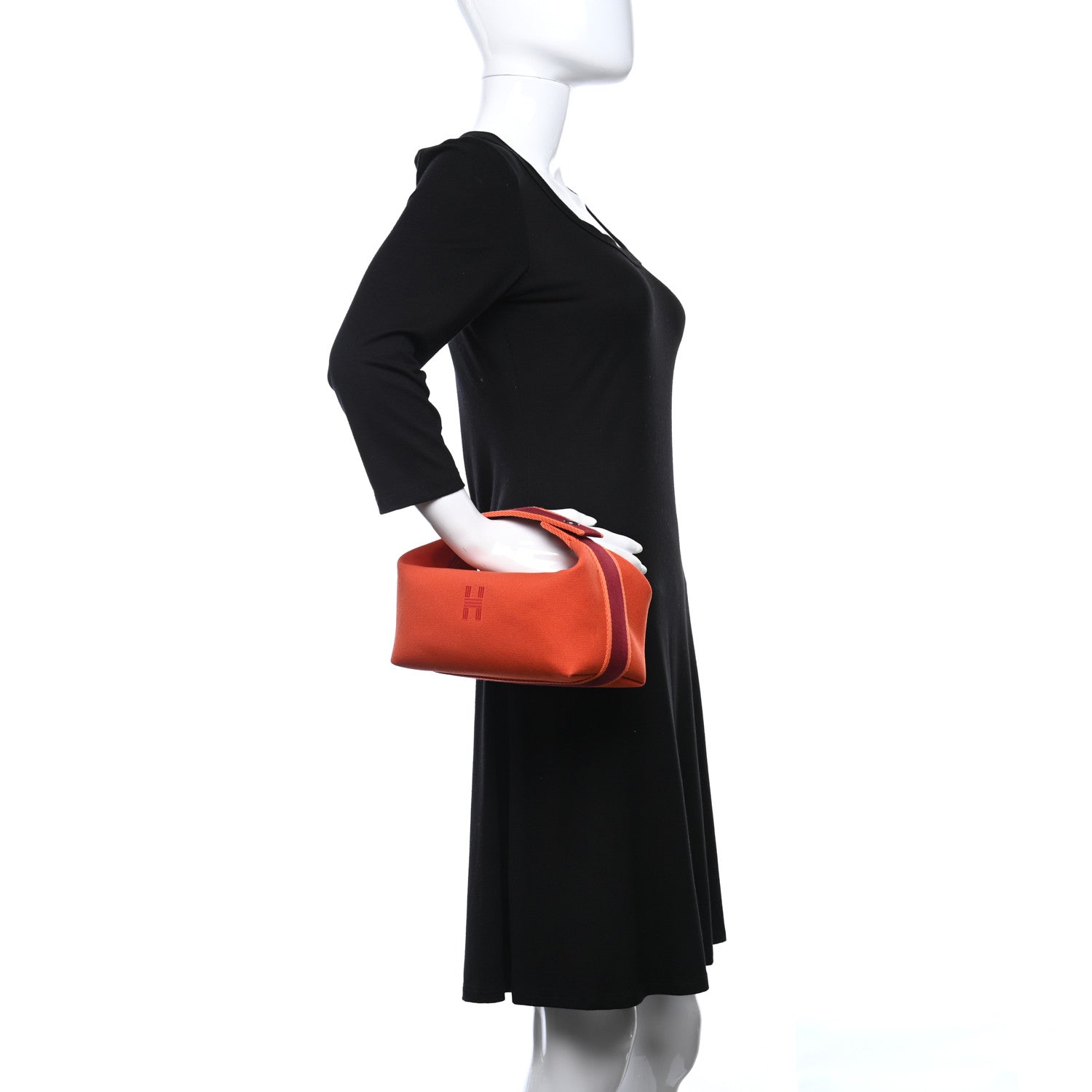 Hermes Canvas Small Bride-A-Brac Pouch Orange Burgundy 2 of 9