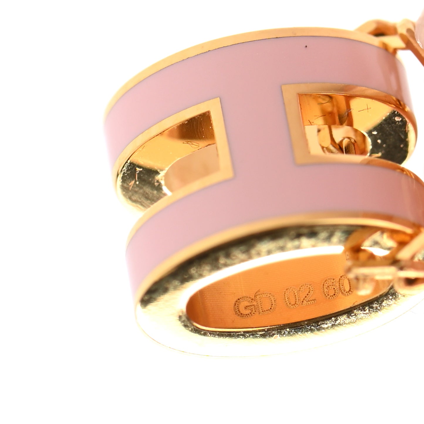 Lacquered Gold Mini Pop H Pendant Necklace Rose Dragee