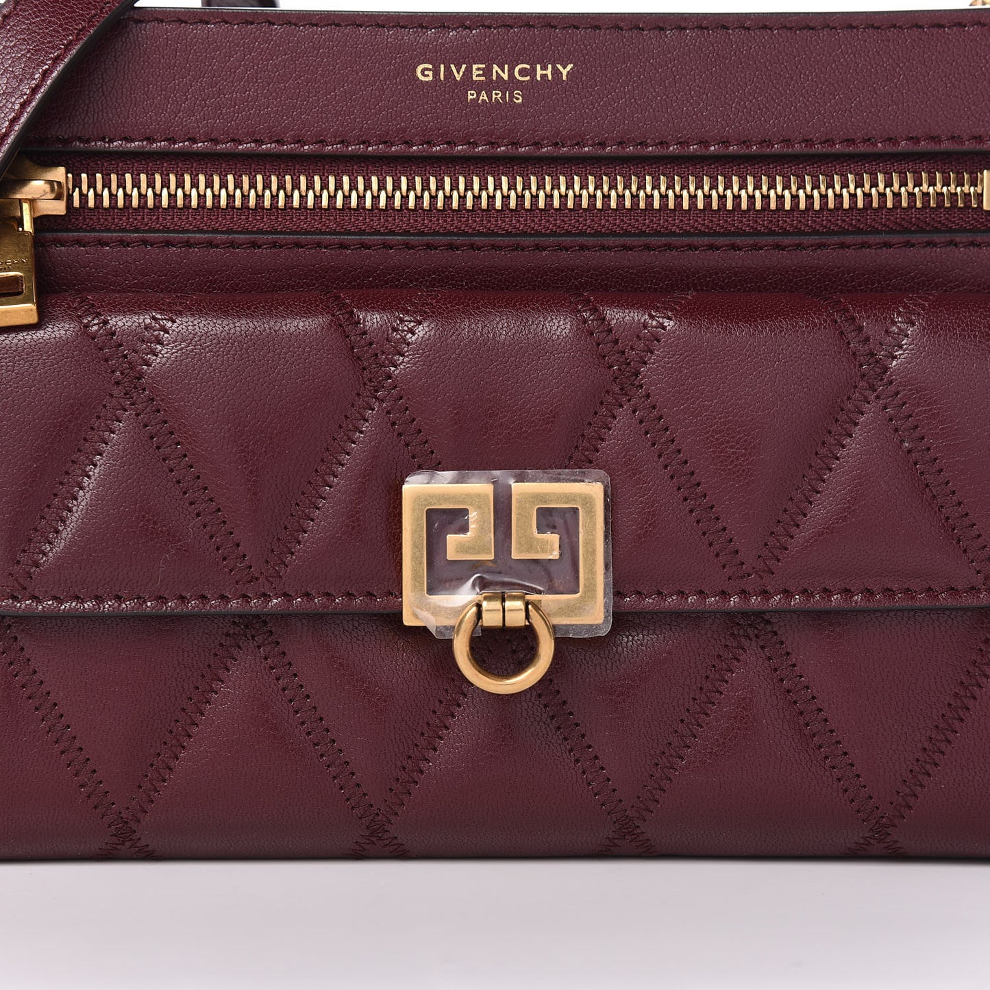 Goatskin Diamond Quilted Pocket Crossbody Aubergine