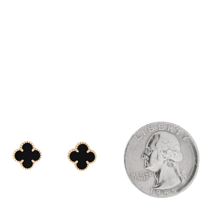 Van Cleef & Arpels 18K Yellow Gold Black Onyx Sweet Alhambra Earrings 2 of 6