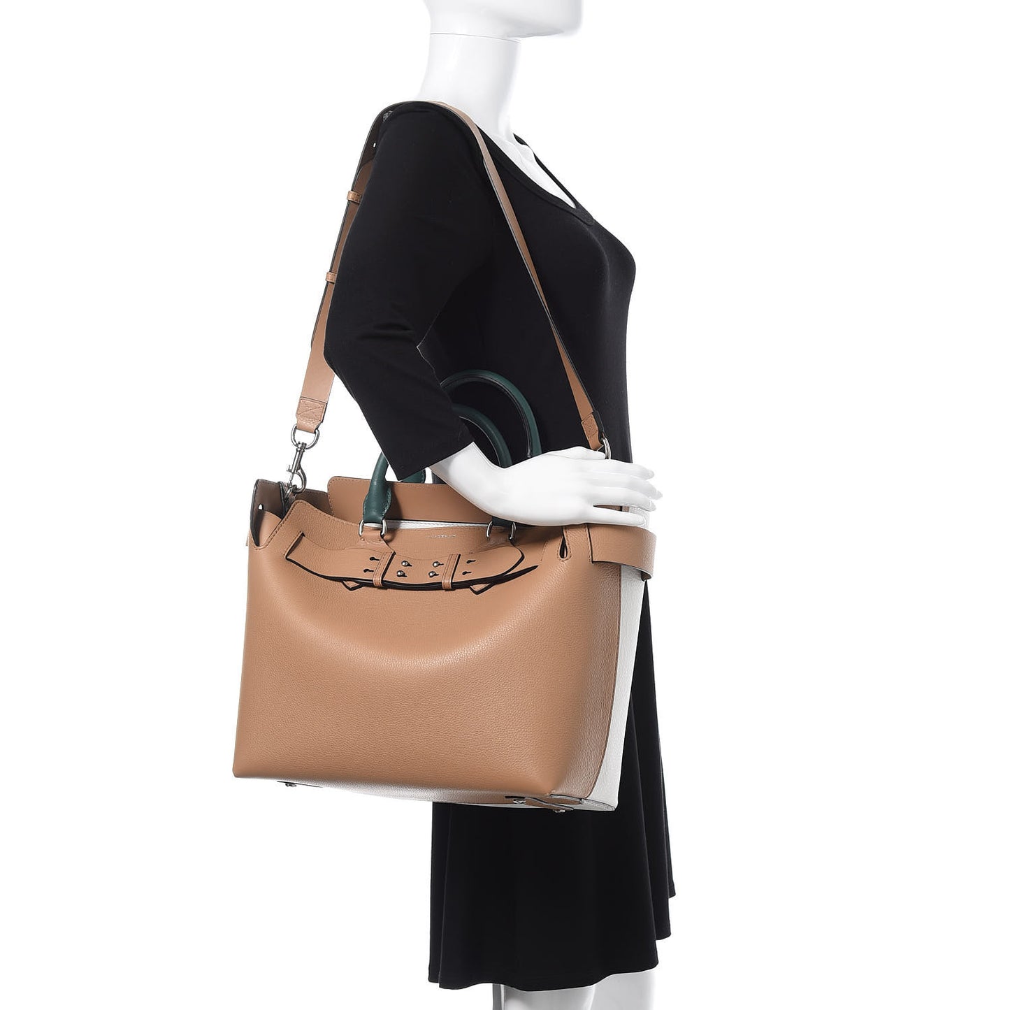 Soft Grain Calfskin Medium Belt Bag Light Camel Chalk White
