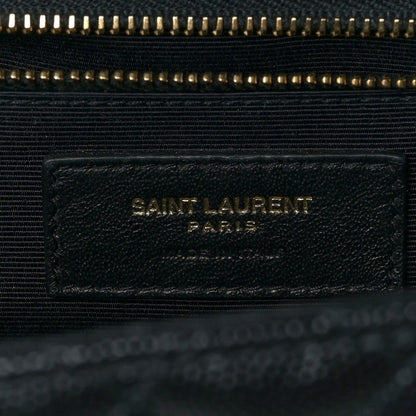 Saint Laurent Grain De Poudre Textured Mixed Matelasse Large Triquilt Monogram Satchel Black 7 of 9