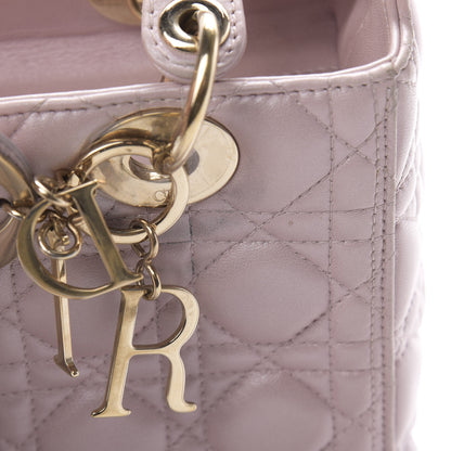 Christian Dior Pearly Lambskin Cannage Medium Lady Dior Lotus 22 of 24