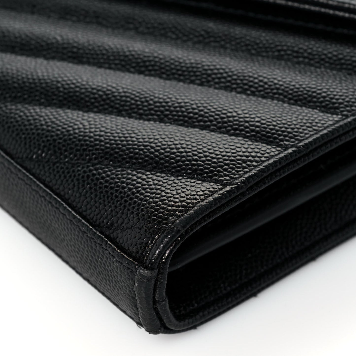 Grain De Poudre Matelasse Chevron Monogram Chain Wallet Black