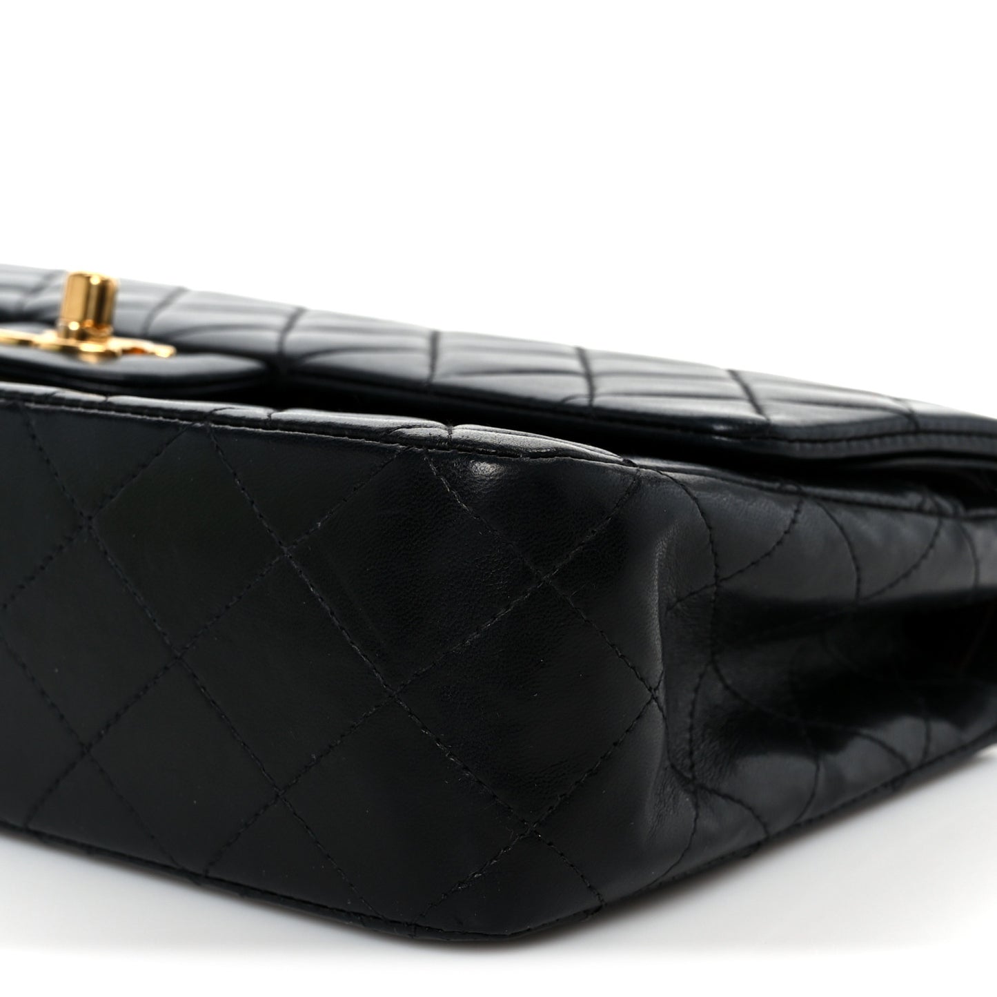 Lambskin Quilted Medium Double Flap Black