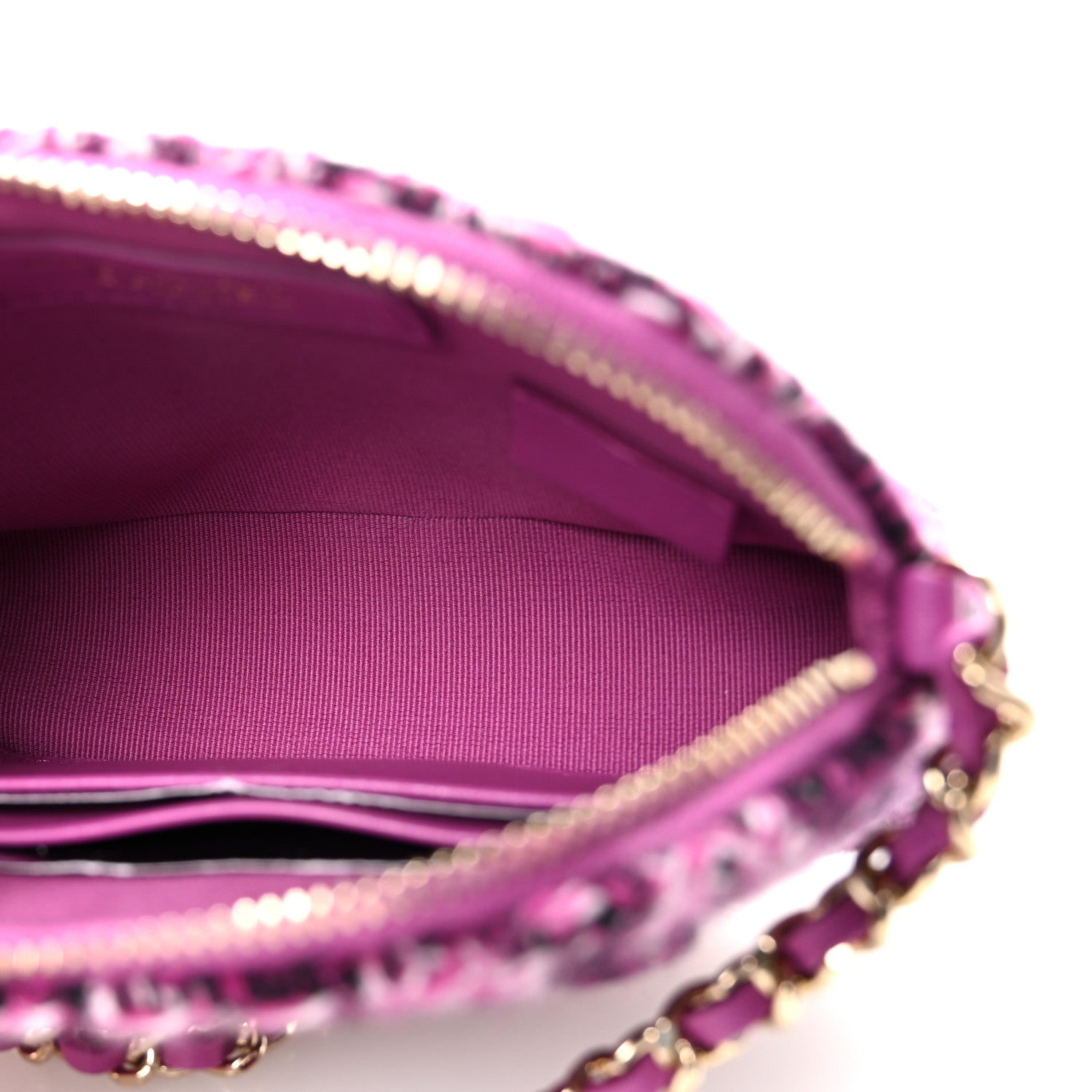 Chanel Tweed Quilted Mini Clutch With Chain Purple 5 of 11