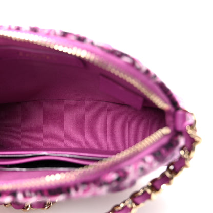 Chanel Tweed Quilted Mini Clutch With Chain Purple 5 of 11