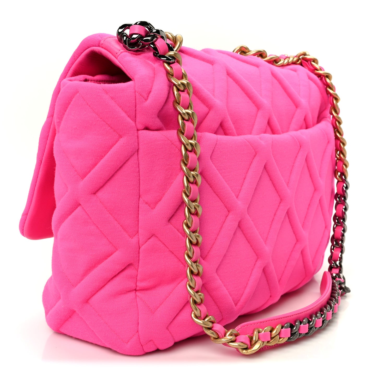 Jersey Lambskin Quilted Maxi Chanel 19 Flap Dark Pink