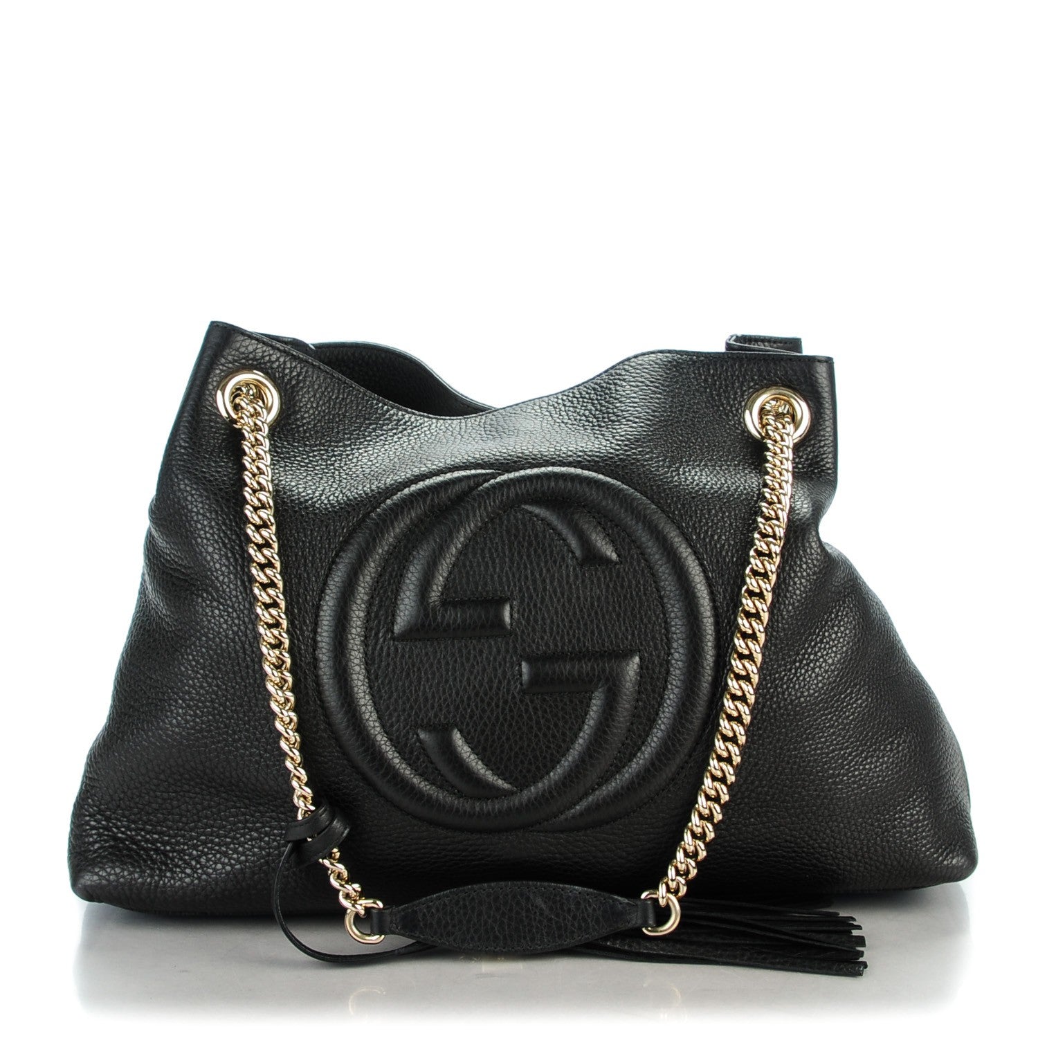 Gucci Pebbled Calfskin Medium Soho Chain Shoulder Bag Black 1 of 7