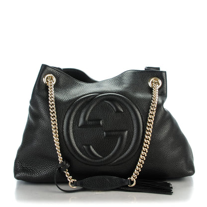 Gucci Pebbled Calfskin Medium Soho Chain Shoulder Bag Black 1 of 7