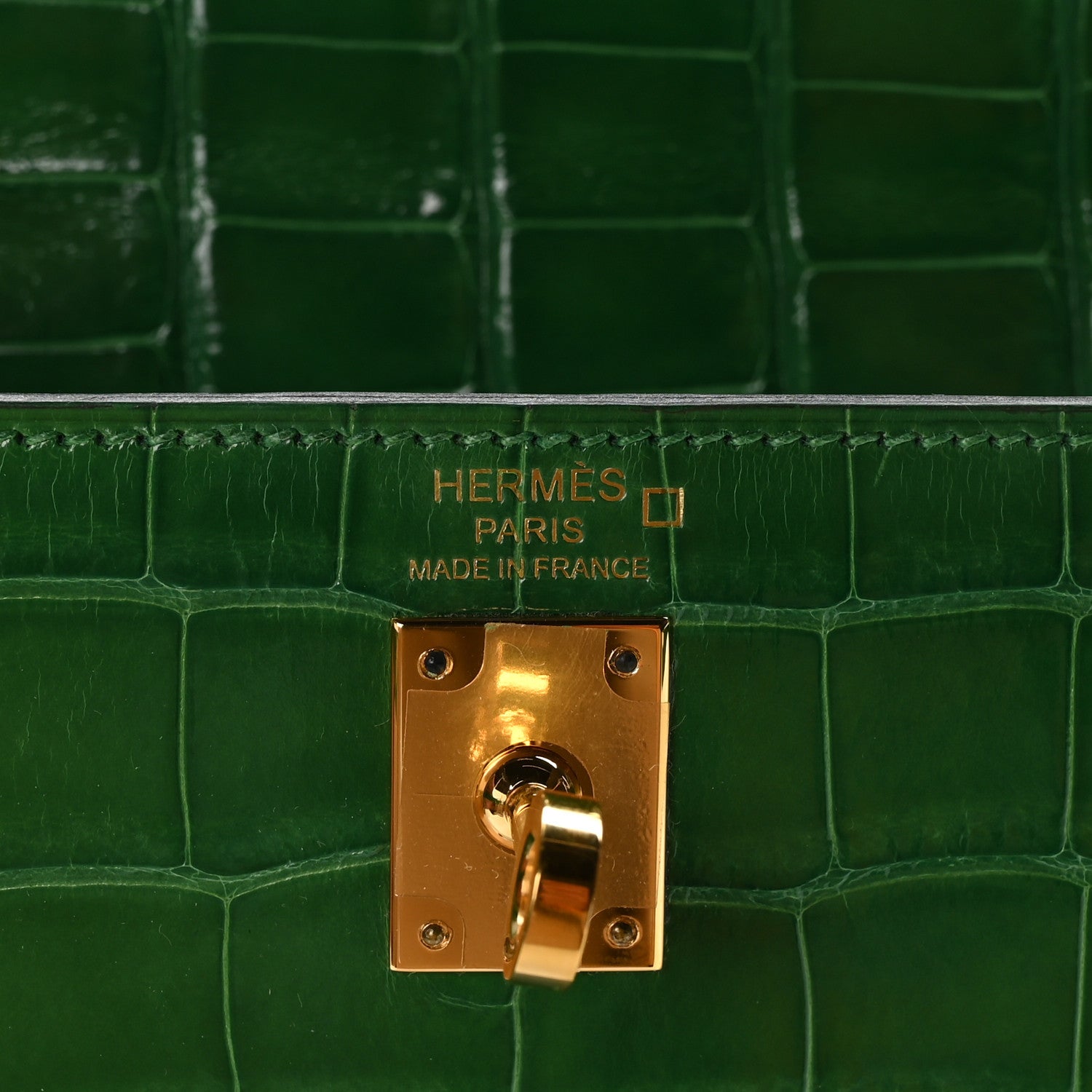 Hermes Shiny Alligator Kelly Sellier 25 Cactus 6 of 10