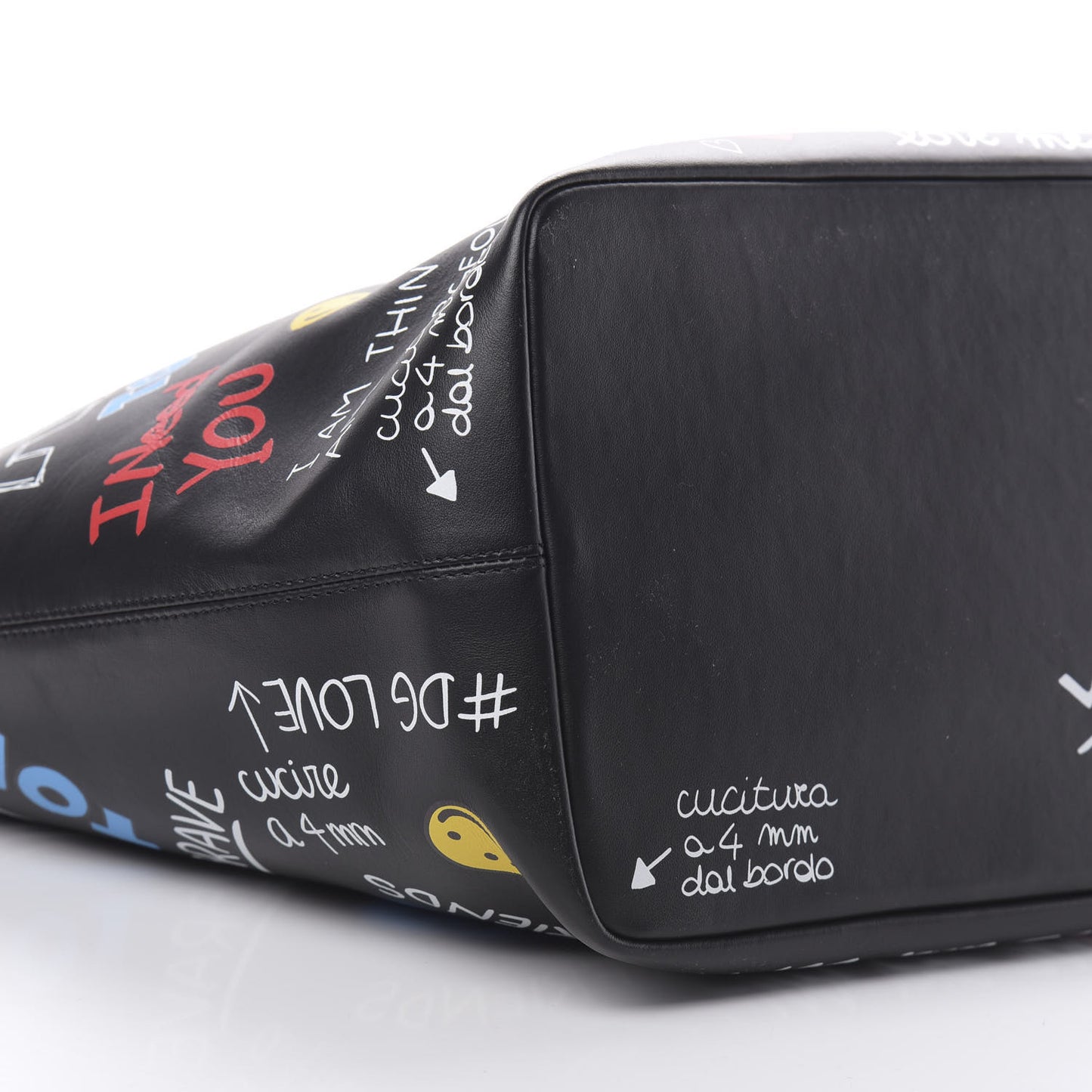 Calfskin Graffiti Printed Tote Black