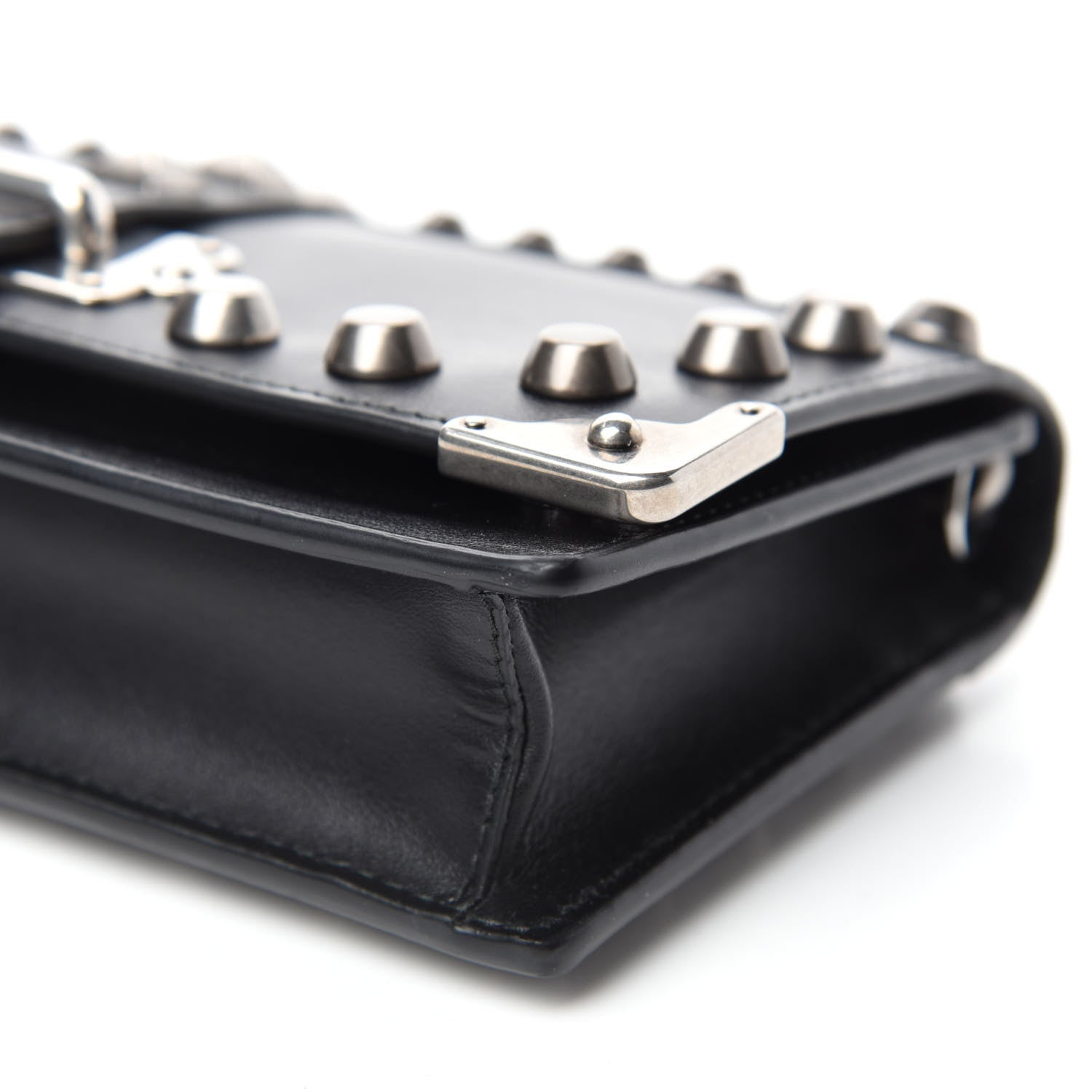 Prada City Calfskin Cahier Studded Mini Bag Black 7 of 11