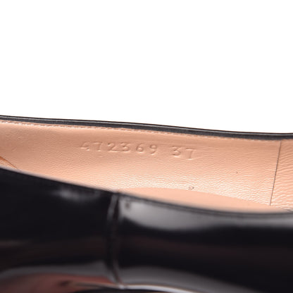 Gucci Polished Calfskin Removable Pearly Bow Elaisa Platform High Heel Pumps 37 Black 8 of 11