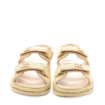 Chanel Braided Fabric Velcro Dad Sandals 40 Beige 3 of 9