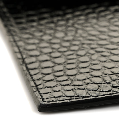 Saint Laurent Calfskin Crocodile Embossed Uptown Monogram Clutch Black 8 of 10