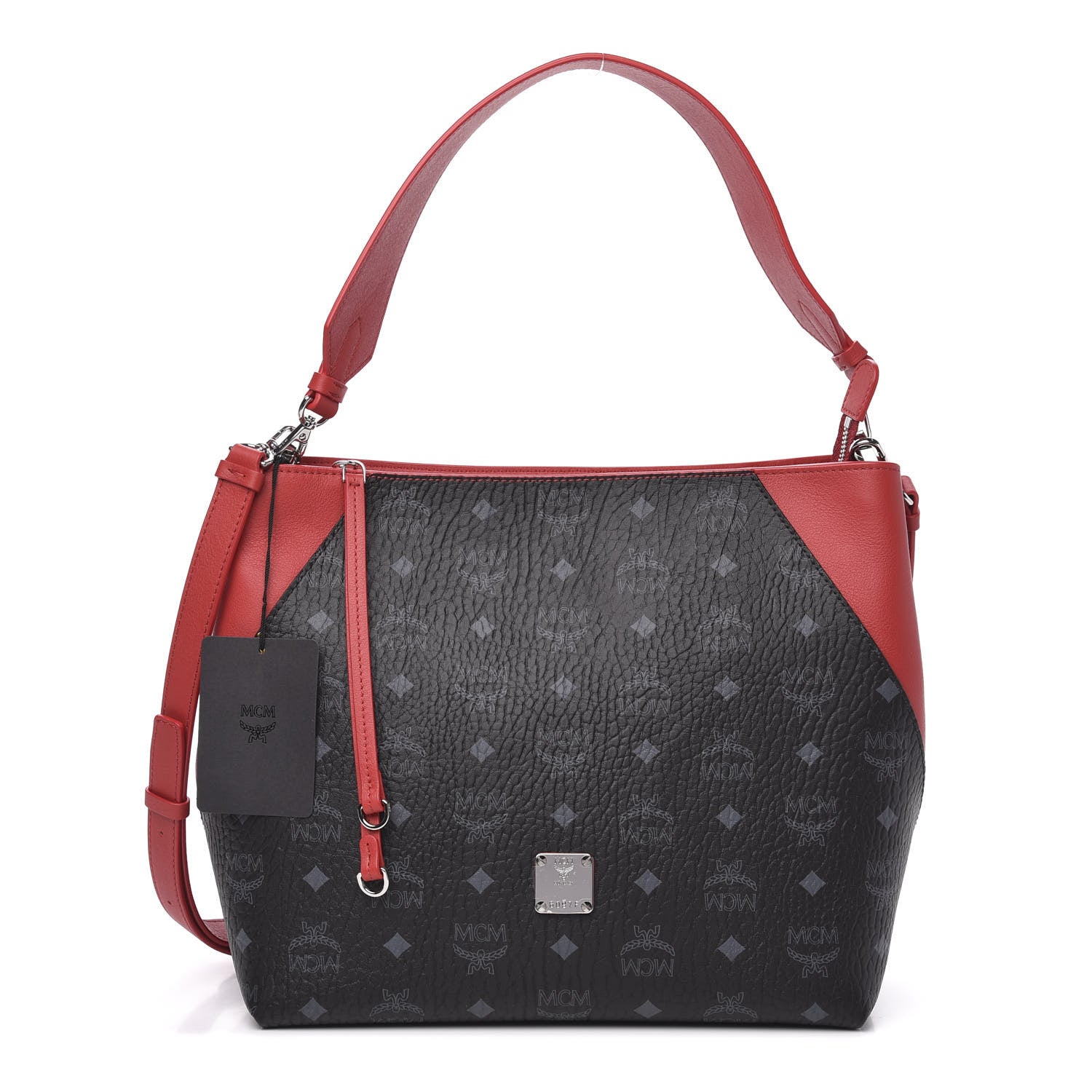 MCM Visetos Medium Klara Hobo Red Black 1 of 9
