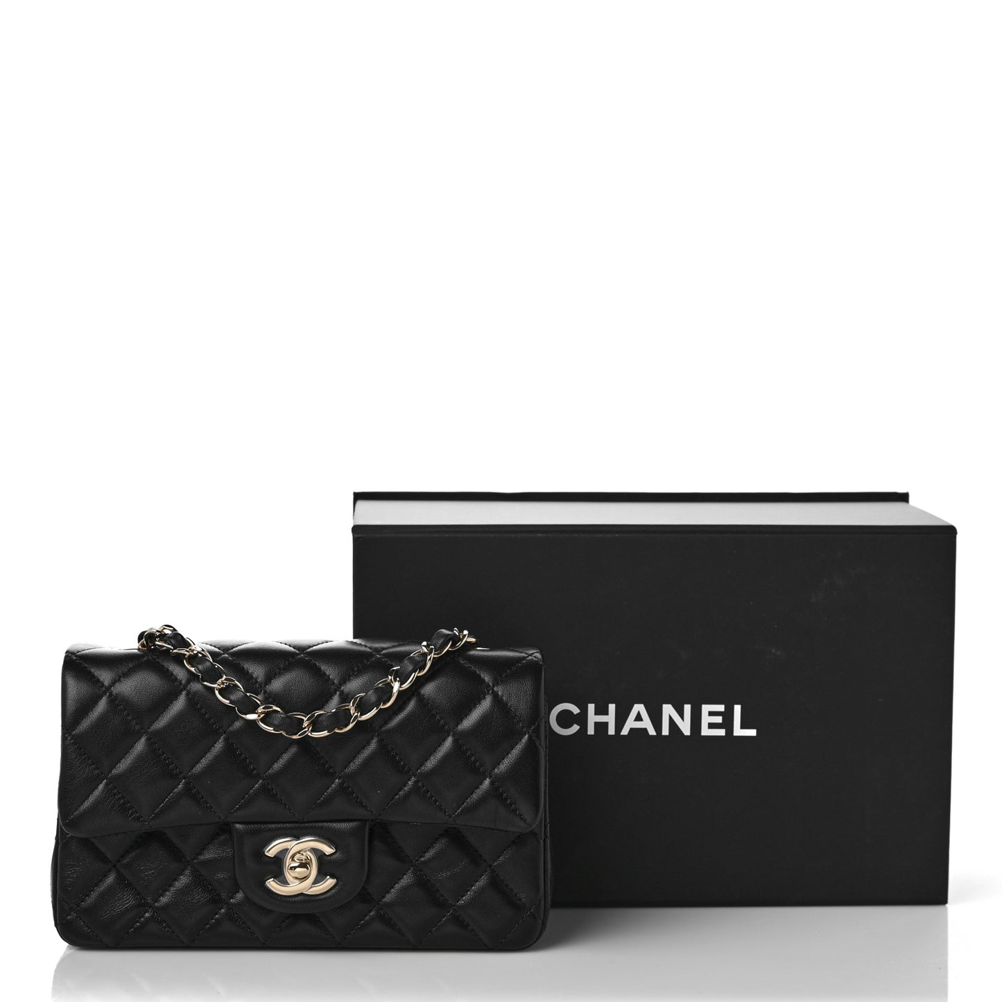 Lambskin Quilted Mini Rectangular Flap Black