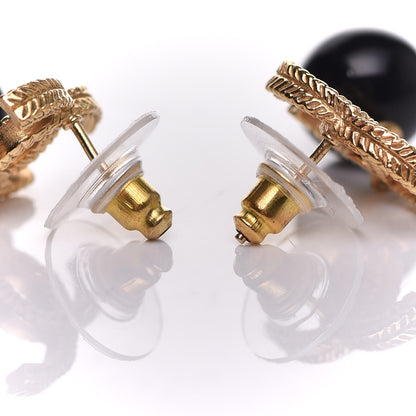 Chanel CC Bead Drop Earrings Gold Black 3 of 5