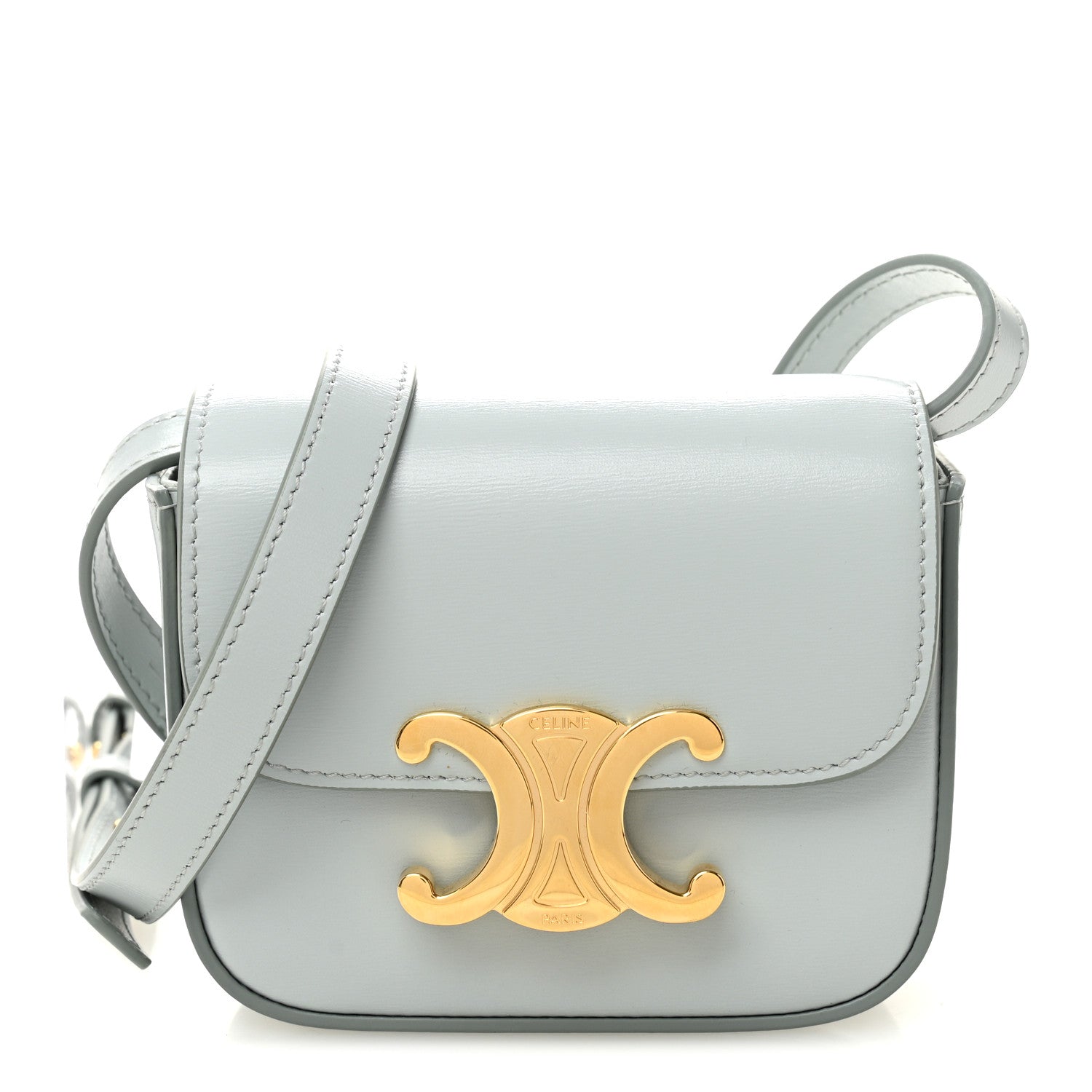 Celine Shiny Calfskin Mini Claude Soft Blue 1 of 10
