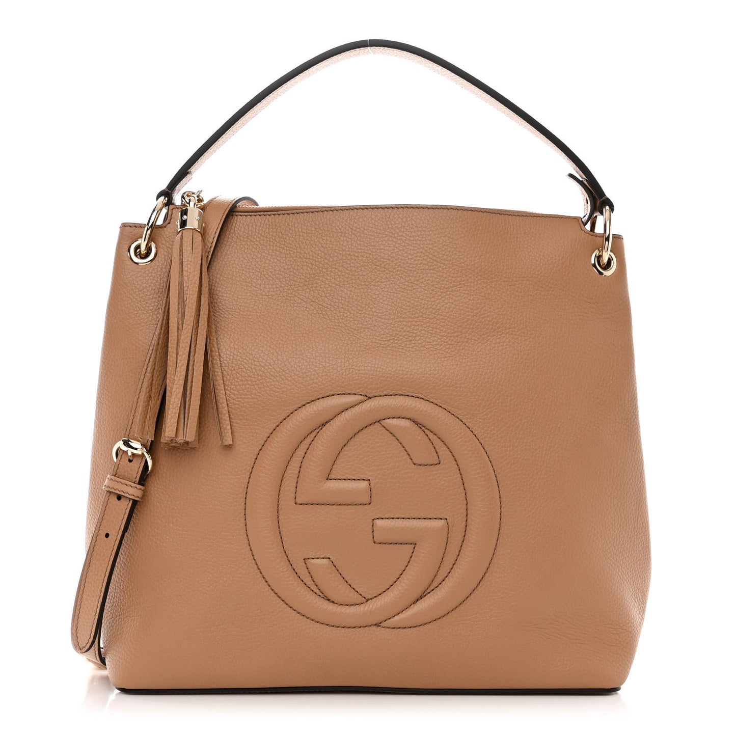 Pebbled Calfskin Large Soho Hobo Camelia
