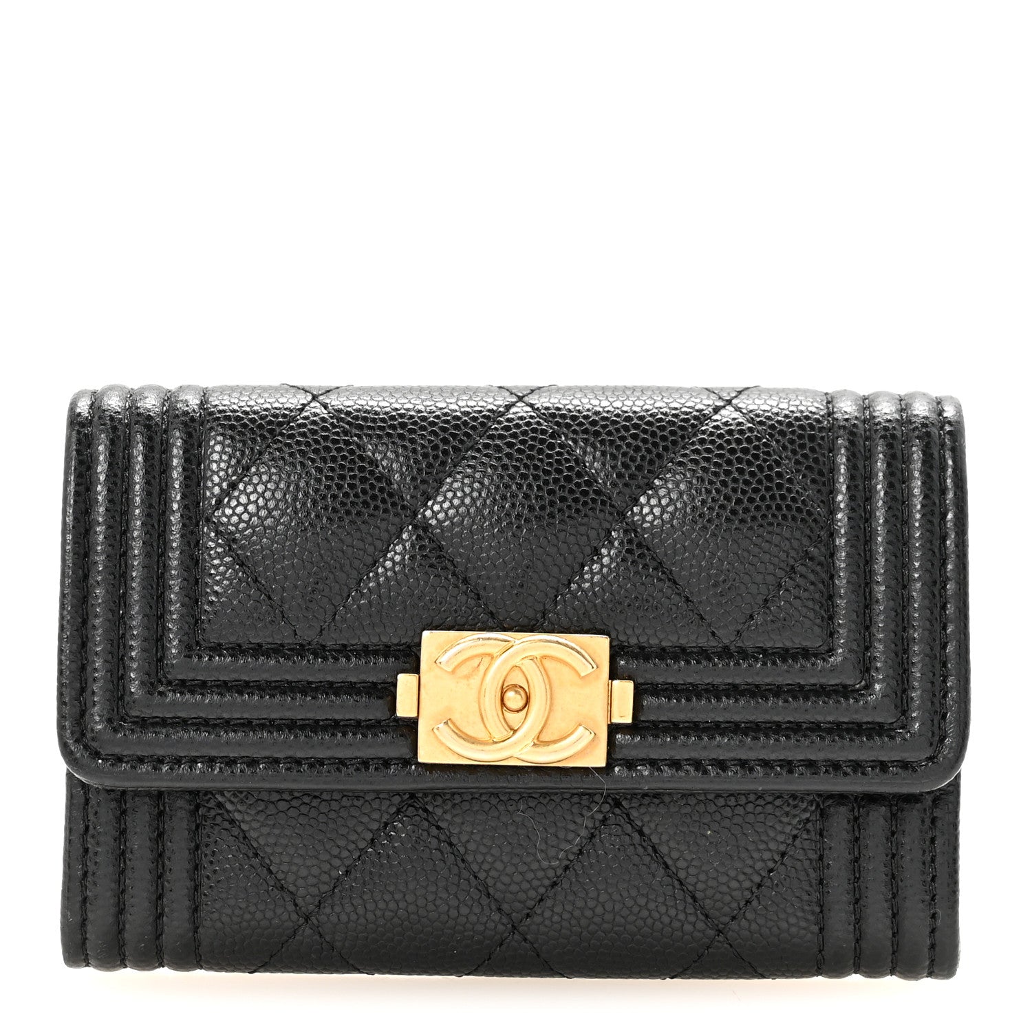 Chanel Caviar Quilted Boy Flap Card Holder Black 1 of 8