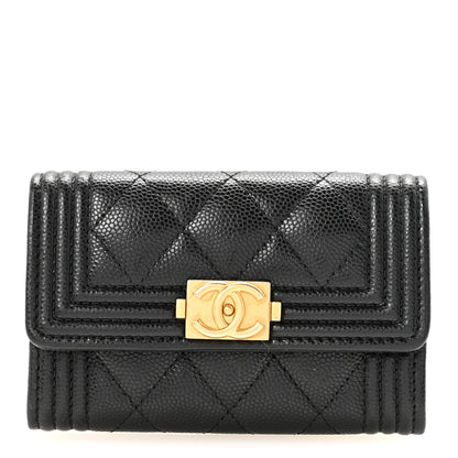 Chanel Caviar Quilted Boy Flap Card Holder Black 1 of 8