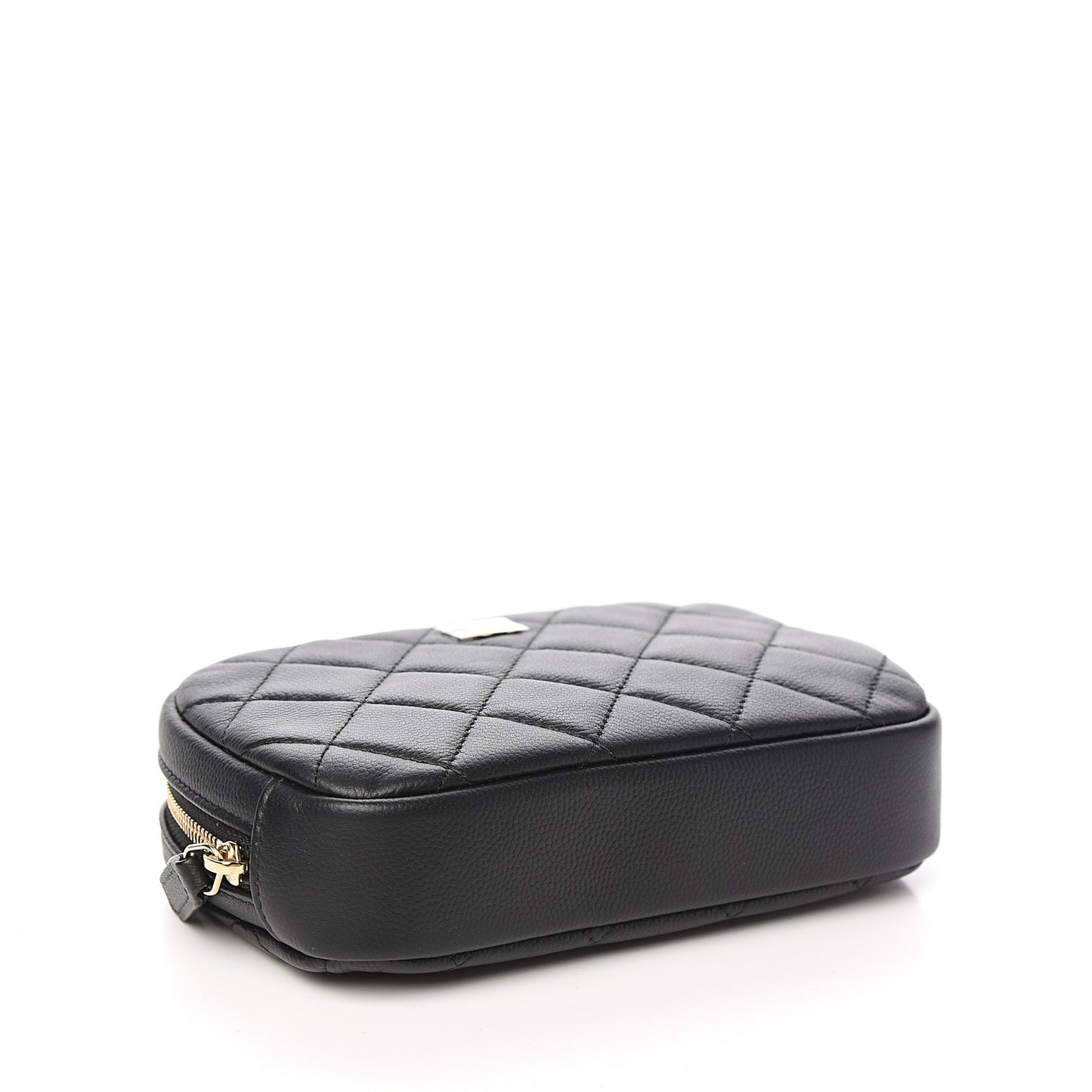 Caviar Quilted Small Curvy Pouch Cosmetic Case Black