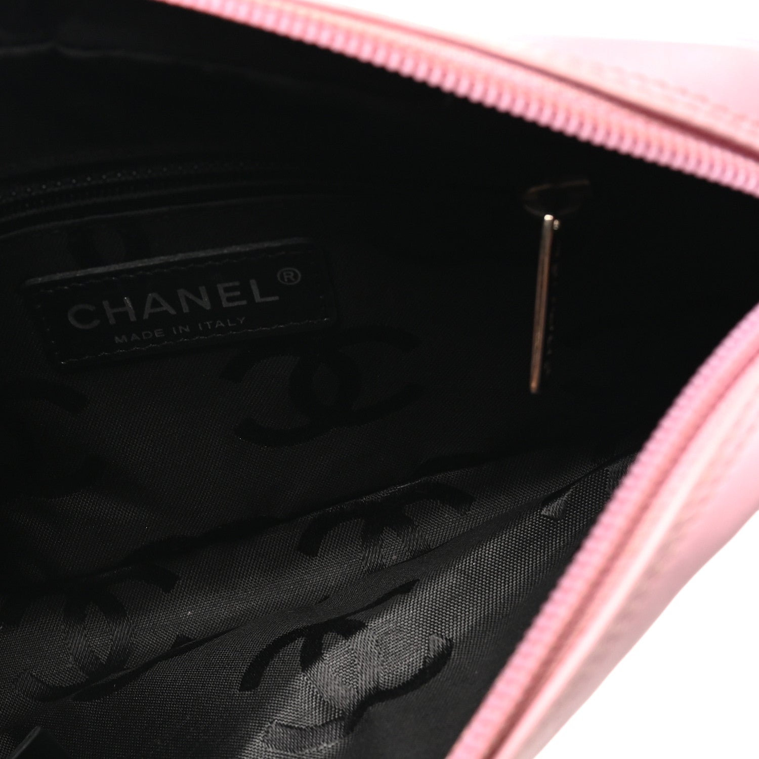 Chanel Calfskin Quilted Cambon Pochette Pink Black 5 of 10