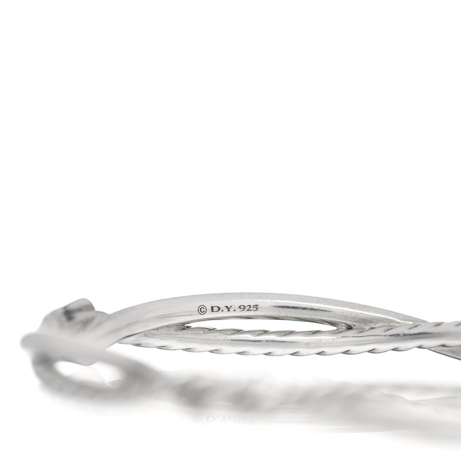 David Yurman Sterling Silver Diamond Continuance Bangle Bracelet 4 of 5