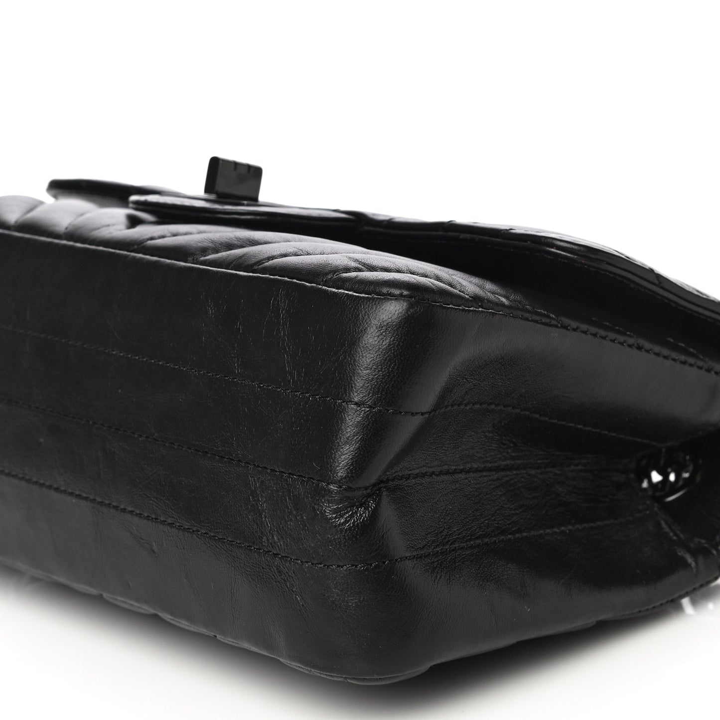 Aged Calfskin Chevron Quilted 2.55 Reissue Mini Flap So Black
