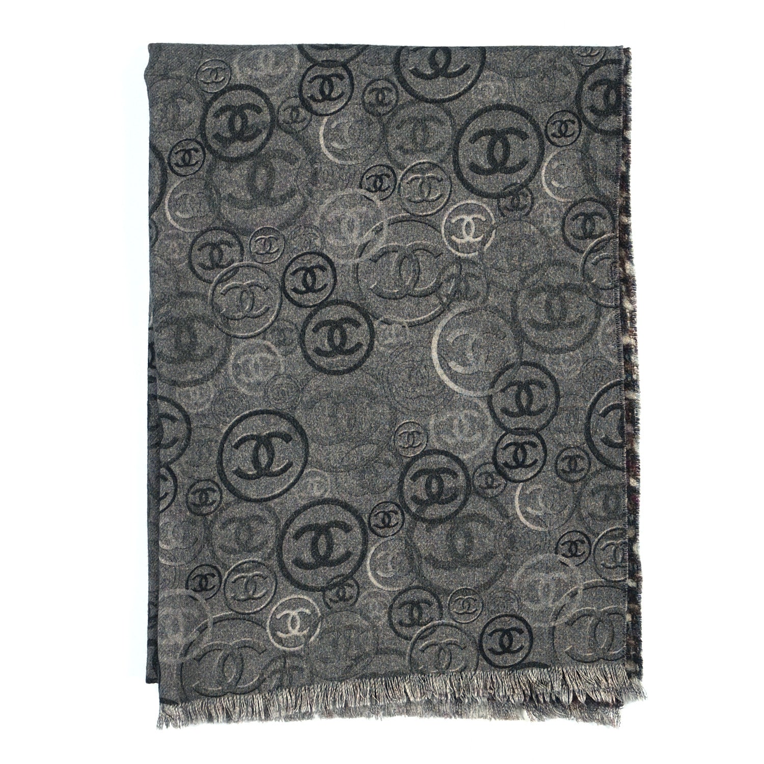 Chanel Cashmere CC Scarf Grey Multicolor 2 of 4