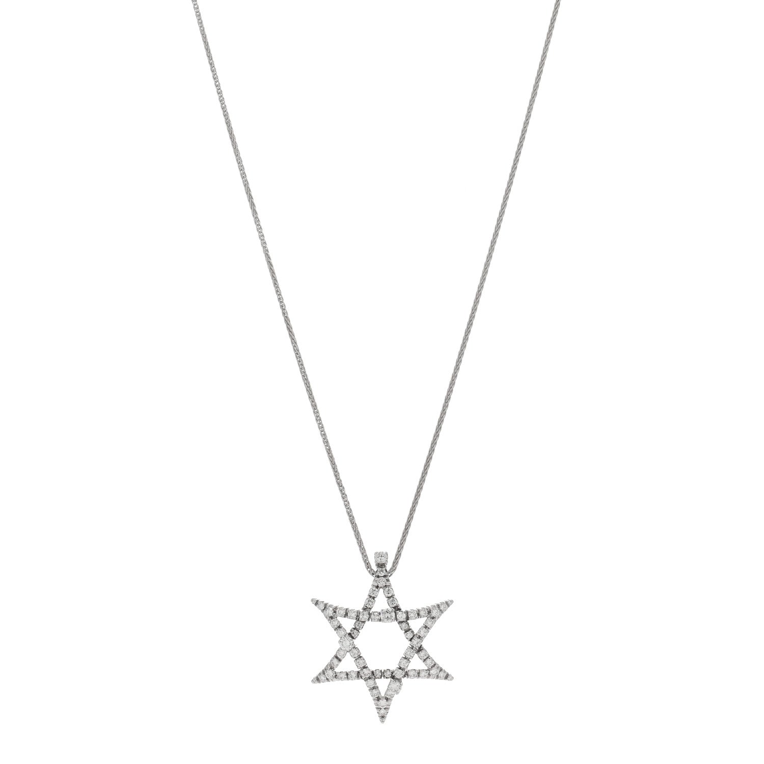 Damiani 18K White Gold Diamond Star of David Pendant Necklace 1 of 4