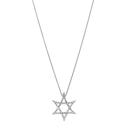 Damiani 18K White Gold Diamond Star of David Pendant Necklace 1 of 4