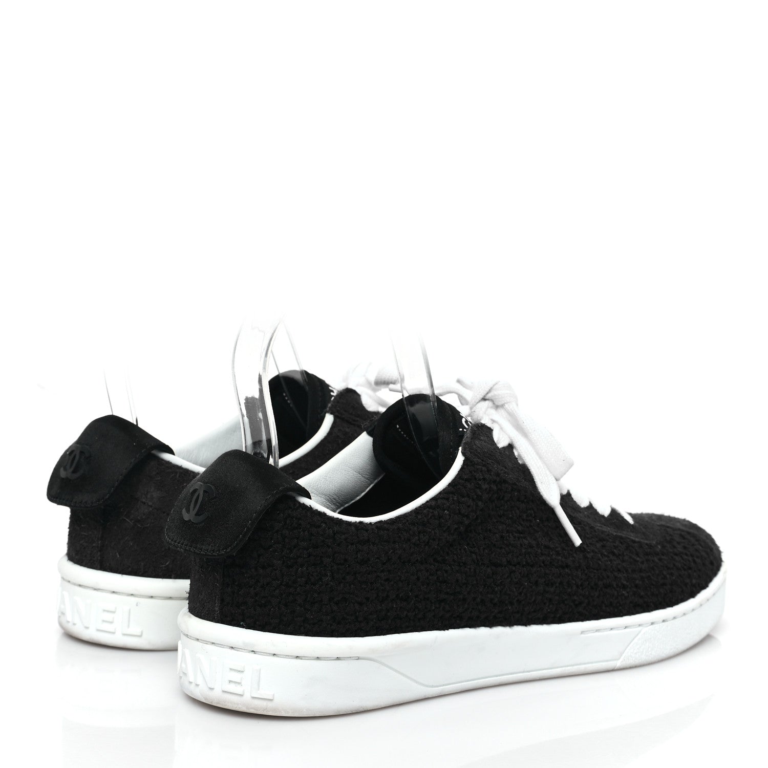 Chanel Tweed Suede Womens Sneakers 36.5 Navy 4 of 8
