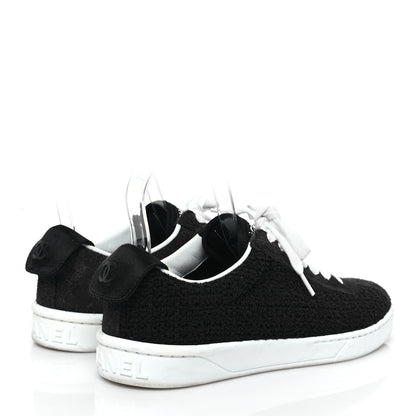 Chanel Tweed Suede Womens Sneakers 36.5 Navy 4 of 8