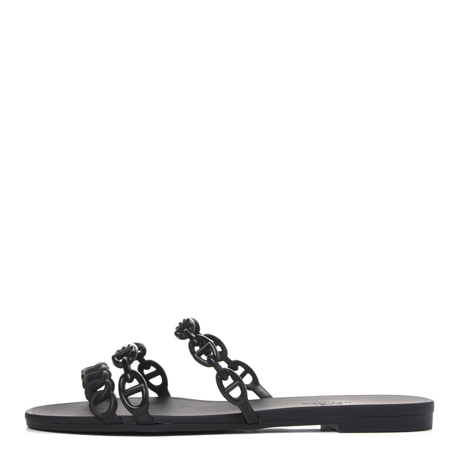 Hermes Rubber Chaine d'Ancre Rivage Sandals 37 Black 1 of 10