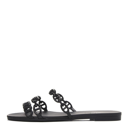 Hermes Rubber Chaine d'Ancre Rivage Sandals 37 Black 1 of 10