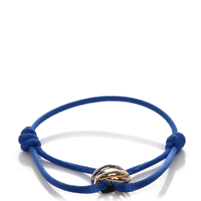 Cartier 18K Pink Yellow White Gold Trinity Adjustable Cord Bracelet Blue 1 of 4