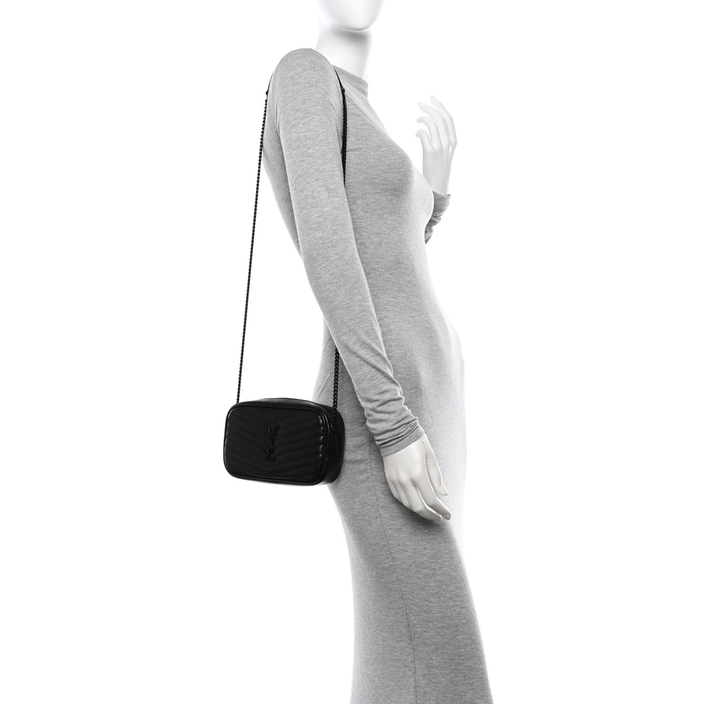 Calfskin Matelasse Monochrome Monogram Mini Lou Camera Bag Black