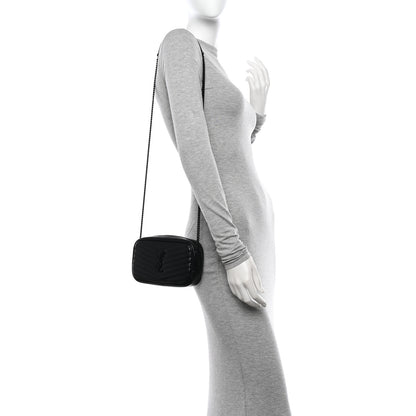 Saint Laurent Calfskin Matelasse Monochrome Monogram Mini Lou Camera Bag Black 2 of 10