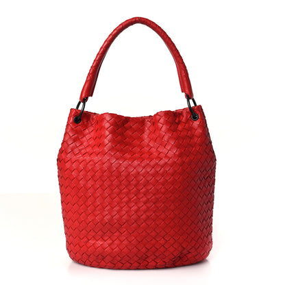 Bottega Veneta Nappa Intrecciato Bucket Bag Red 1 of 9
