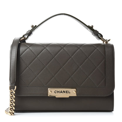Chanel Grained Calfskin Quilted Medium Label Click Flap Bag Green 1 of 11