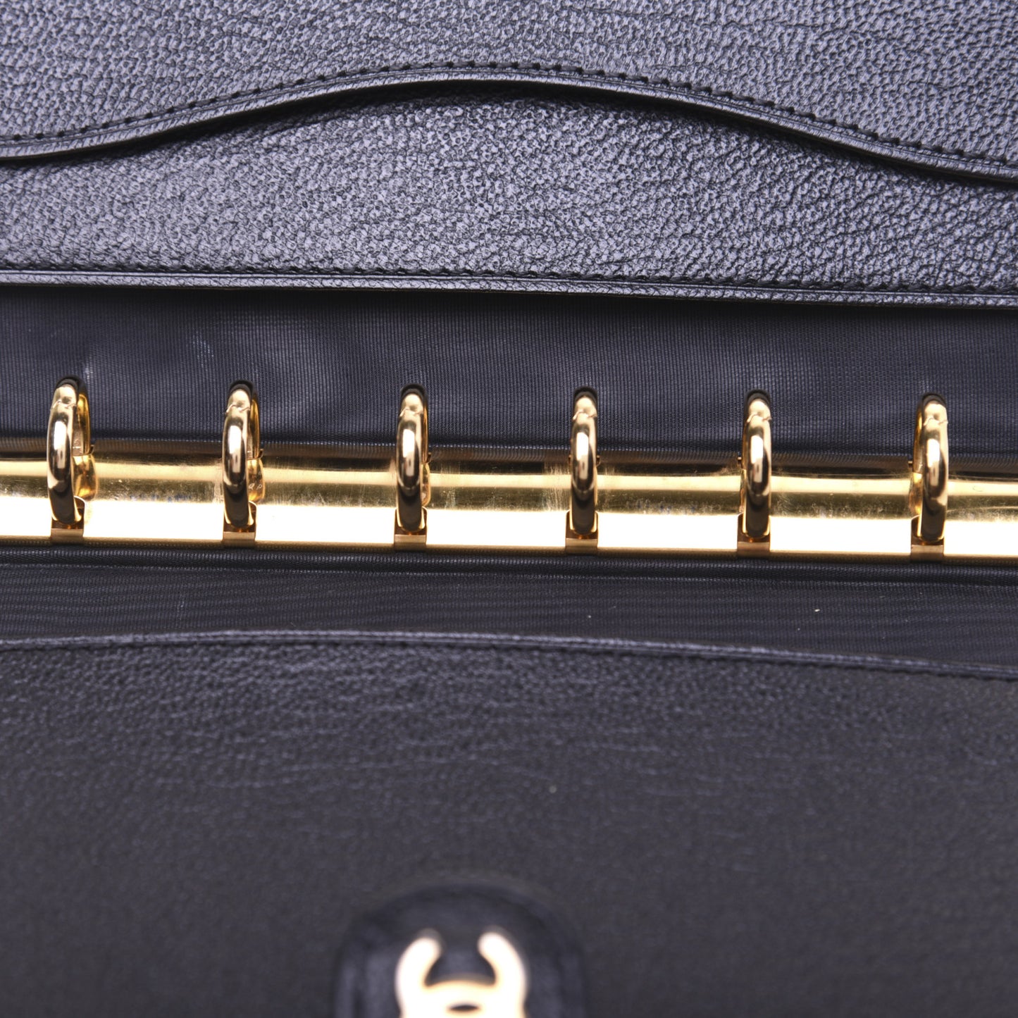 Goatskin Small Ring Agenda Planner Black