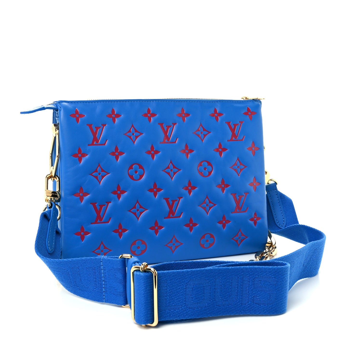 Lambskin Embossed Monogram Vuittamins Coussin PM Blue Red