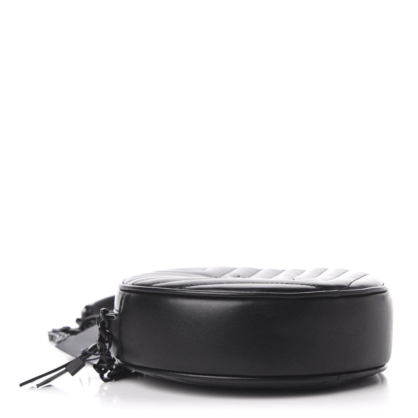 Calfskin Matelasse Chevron Round Vinyle Camera Bag Black
